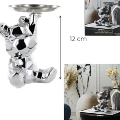 STATUE OURSON VIDE POCHE ARGENT H12CM