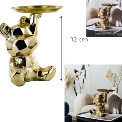 STATUE OURSON VIDE POCHE DORE H12CM