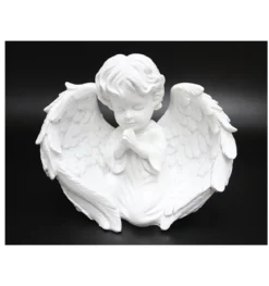 STATUETTE ANGE POLYRESINE AILES MAINS 18X9X14.2CM
