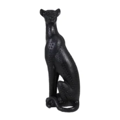 STATUETTE LEOPARD NOIRE ASSIS H.38CM