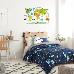 STICKER MURALE MAPPEMONDE 90X60CM