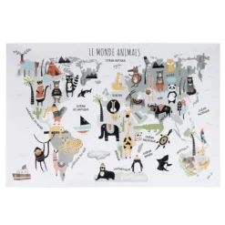 STICKER MURALE MAPPEMONDE 90X60CM