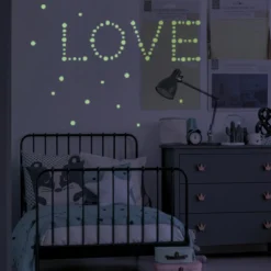 STICKER MURALE PHOSPHORESCENT ROND ET ETOILE