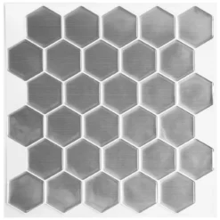 STICKERS CARREAUX 12 HEXAGONES INOX X2PCS