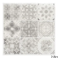 STICKERS CARRELAGE 9 CARREAUX GRIS X2 PIECES
