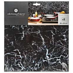 STICKERS CARRELAGE MARBRE NOIR X2 PIECES