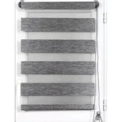 STORE ENROULEUR LUMIERE NUIT 45X180CM CHINE NOIR ARGENT