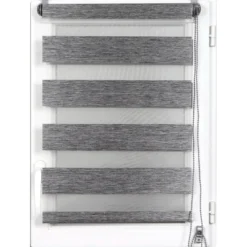 STORE ENROULEUR LUMIERE NUIT 75X180CM CHINE NOIR ARGENT