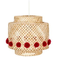 SUSPENSION BAMBOU LIBY POMPON D.28CM