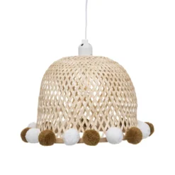 SUSPENSION BAMBOU POMPONS