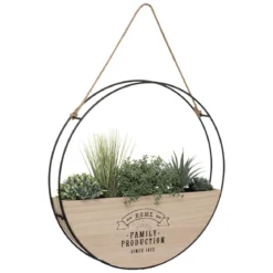 SUSPENSION BOIS METAL PLANTE D.44CM