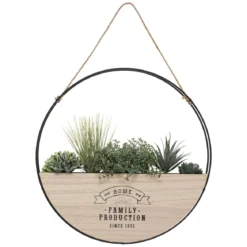 SUSPENSION BOIS METAL PLANTE D.44CM