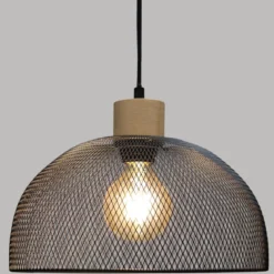 SUSPENSION METAL BOIS SAM NOIR D.30CM