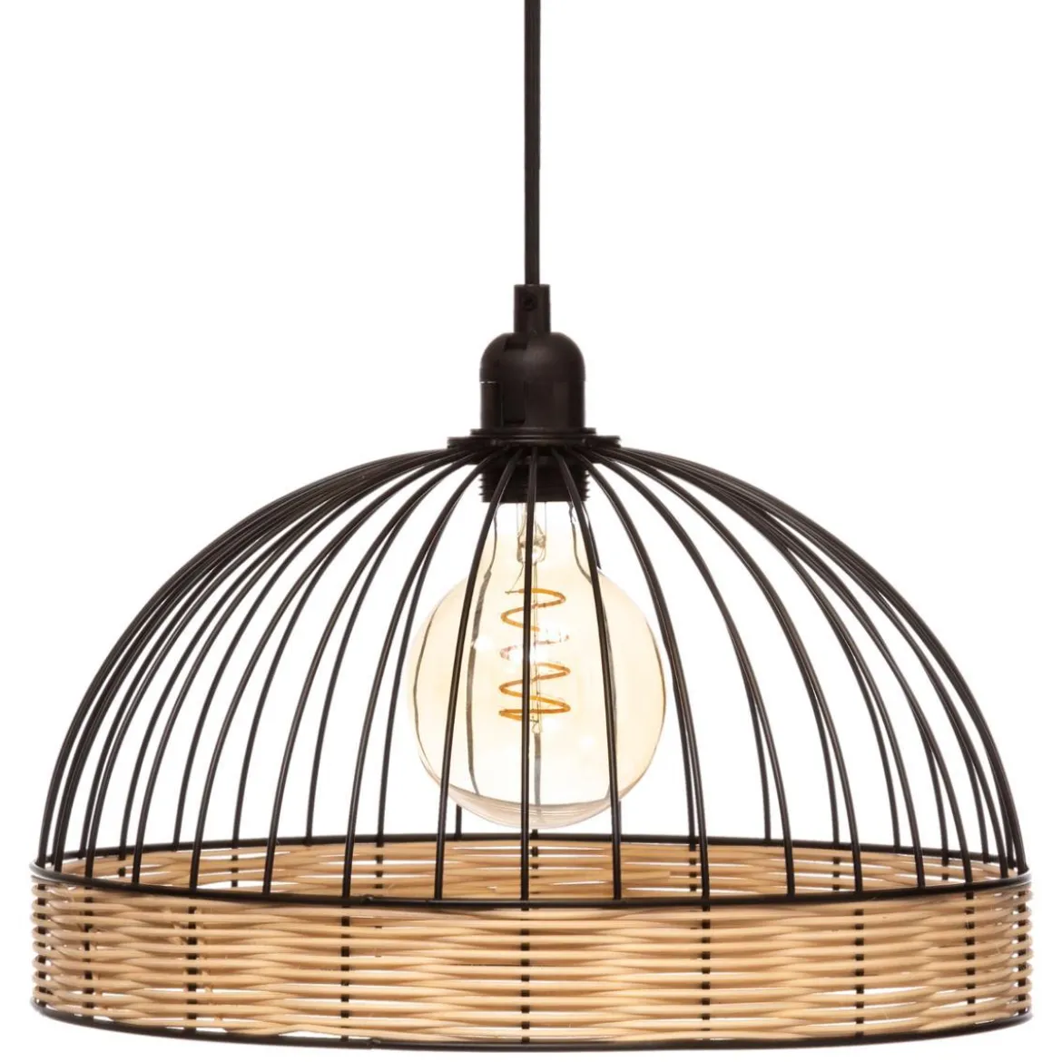 SUSPENSION METAL FIL ROTIN SUWA NOIR D.35CM