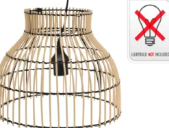 SUSPENSION ROTIN ET METAL NOIRE