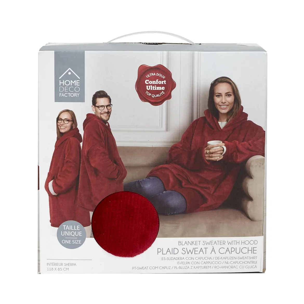SWEAT A CAPUCHE INTERIEUR SHERPA ROUGE