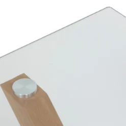 TABLE A DINER JOREL VERRE METAL EFFET CHENE 180X90CM