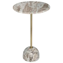 TABLE APPOINT MARBRE NEMA BEIGE D.35.5X58CM