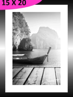 TABLEAU BAGUETTE NOIRE BATEAU 15X20CM