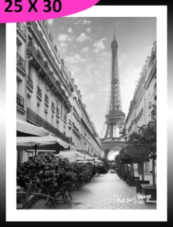 TABLEAU BAGUETTE NOIRE EIFFEL QUARTIER 25X30CM