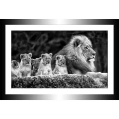 TABLEAU 30X20CM BAGUETTE NOIRE LIONS