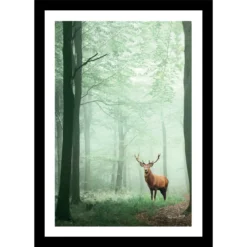 TABLEAU 25X35CM BAGUETTE NOIRE MAT CERF