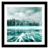 TABLEAU 25X25CM BAGUETTE NOIRE MAT PAYSAGE GLACE