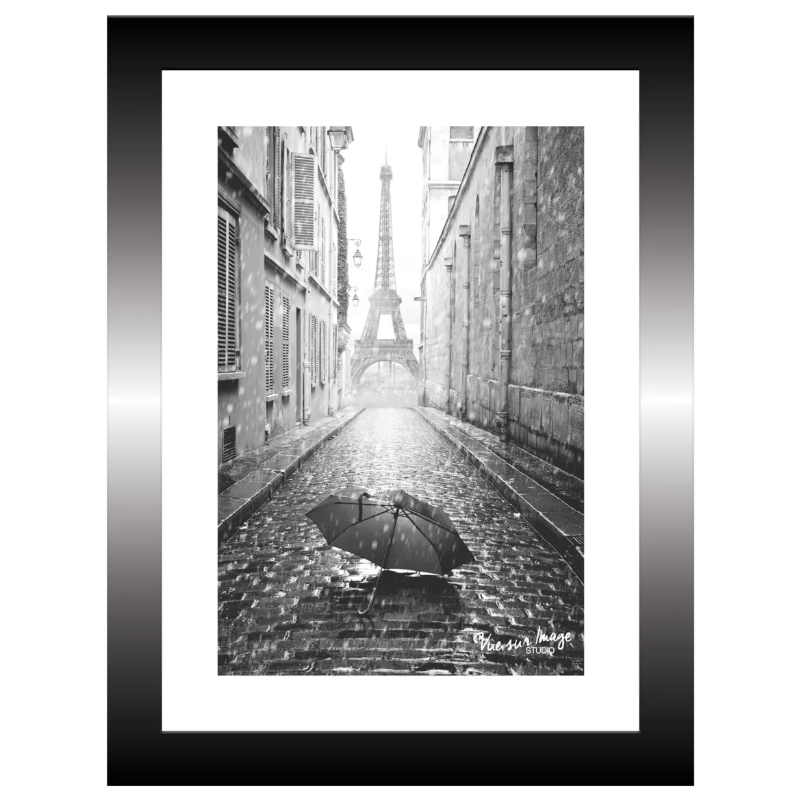 TABLEAU 15X20CM BAGUETTE NOIRE PARAPLUIE