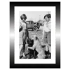TABLEAU 15X20CM BAGUETTE NOIRE VINTAGE ENFANT
