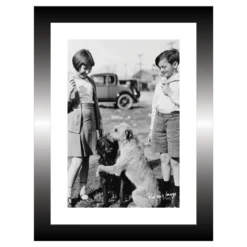 TABLEAU 15X20CM BAGUETTE NOIRE VINTAGE ENFANT