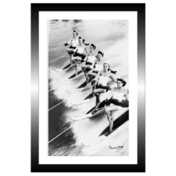TABLEAU 20X30CM BAGUETTE NOIRE VINTAGE SKI NAUTIQUE