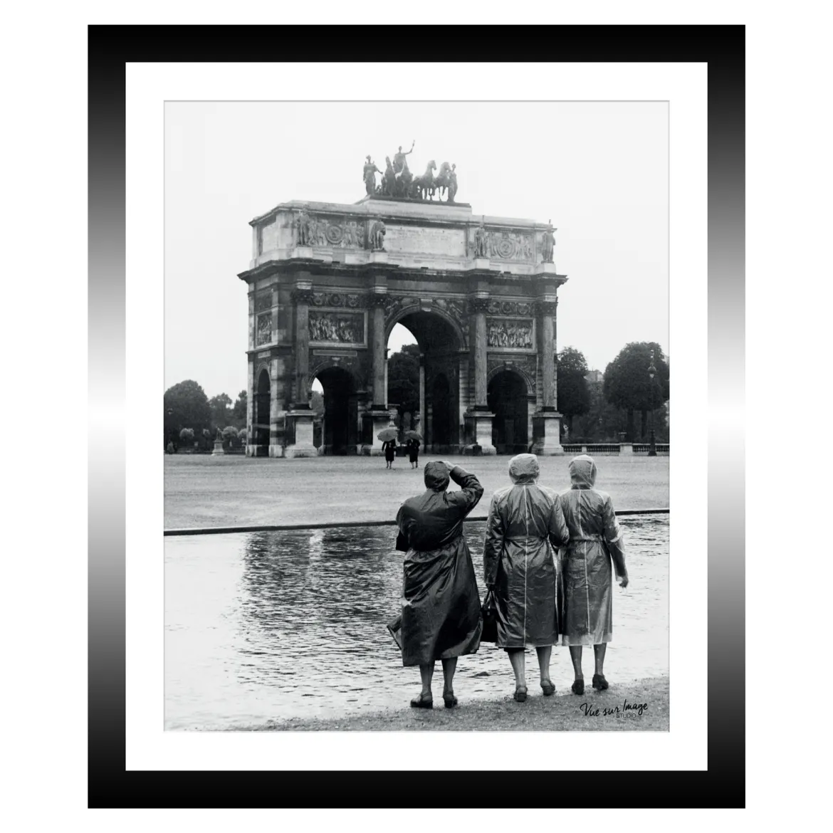 TABLEAU 25X30CM BAGUETTE NOIRE VINTAGE MAMIE ARC TRIOMPHE