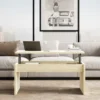 TABLE AVEC PLATEAU RELEVABLE MELAMINE BOIS CLAIRE
