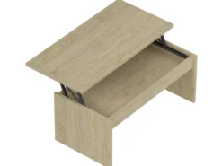 TABLE AVEC PLATEAU RELEVABLE MELAMINE BOIS CLAIRE