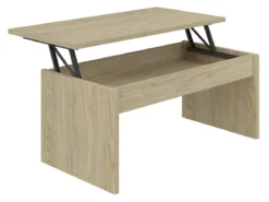 TABLE AVEC PLATEAU RELEVABLE MELAMINE BOIS CLAIRE