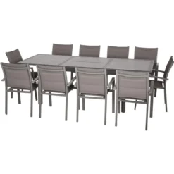 TABLE AZUA EXTENSIBLE ALUMINIUM EXPRESSO TONKA 10 PLACES