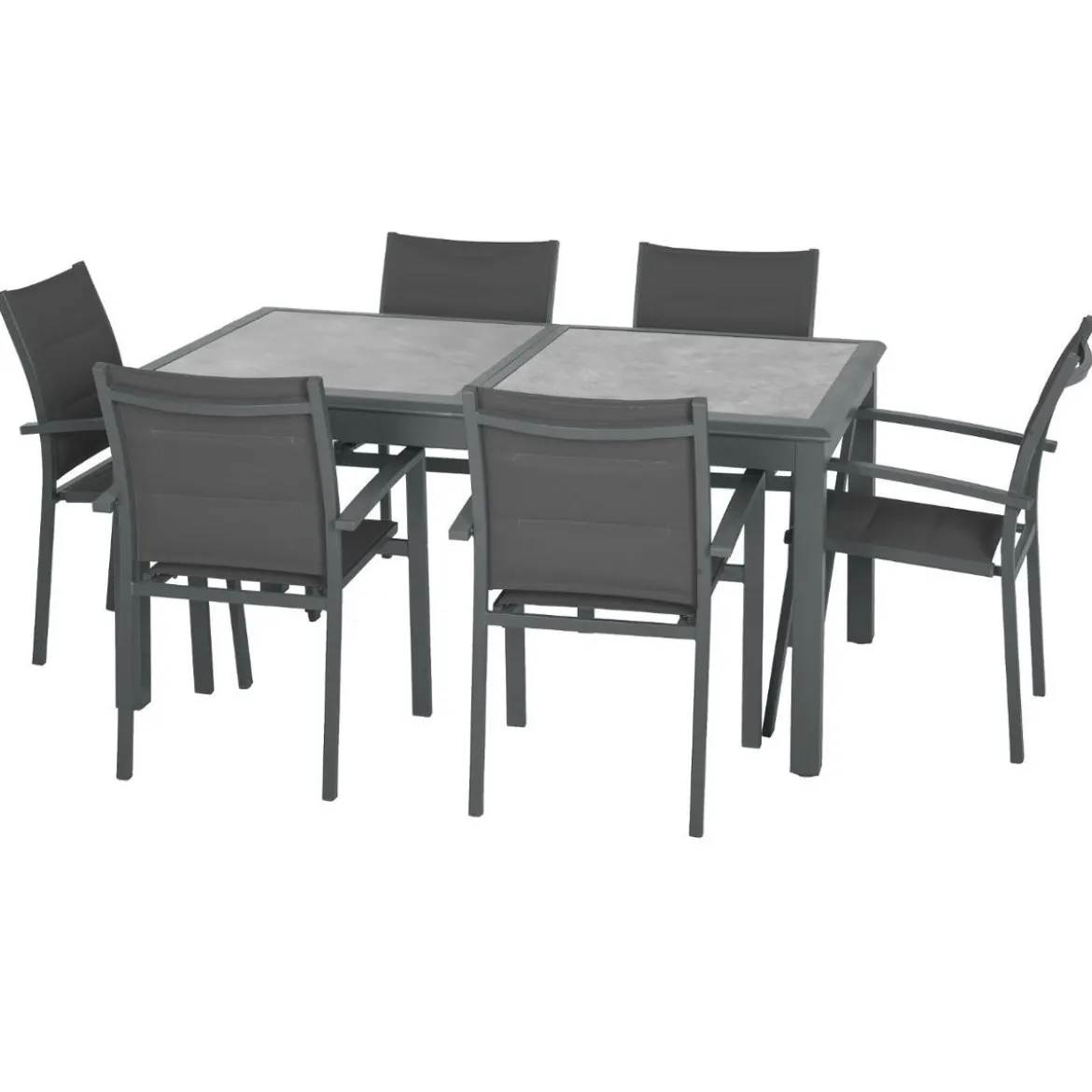 TABLE AZUA EXTENSIBLE VERRE STORM GRAPHITE 10 PLACES