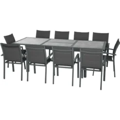 TABLE AZUA EXTENSIBLE VERRE STORM GRAPHITE 10 PLACES