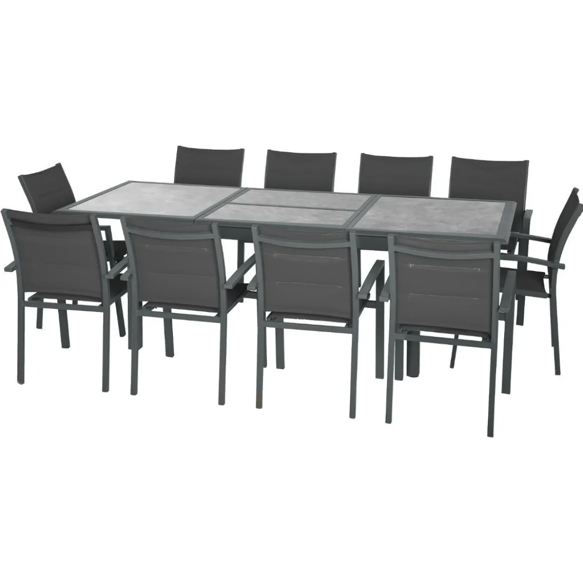 TABLE AZUA EXTENSIBLE VERRE STORM GRAPHITE 10 PLACES