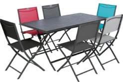 TABLE AZUA PLIANTE ALUMINIUM GRAPHITE 6 PLACES