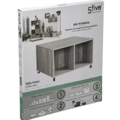 TABLE BASSE 4 CASES MIX GRIS