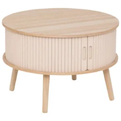 TABLE BASSE 2 PORTES NYSOS BEIGE D.60X60X40.7CM