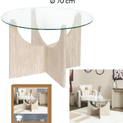 TABLE BASSE RONDE VERRE PIETRA D70CM