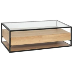 TABLE BASSE 2 TIROIRS ALDEA BEIGE D.120X60X40CM