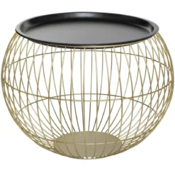 TABLE CAFE METAL ALYA DORE D.49X35CM