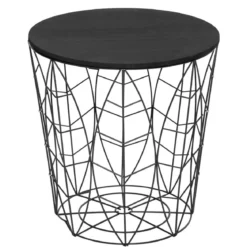TABLE CAFE METAL FEUILLE KUMI NOIR