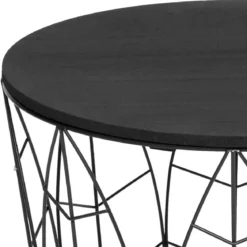 TABLE CAFE METAL FEUILLE KUMI NOIR