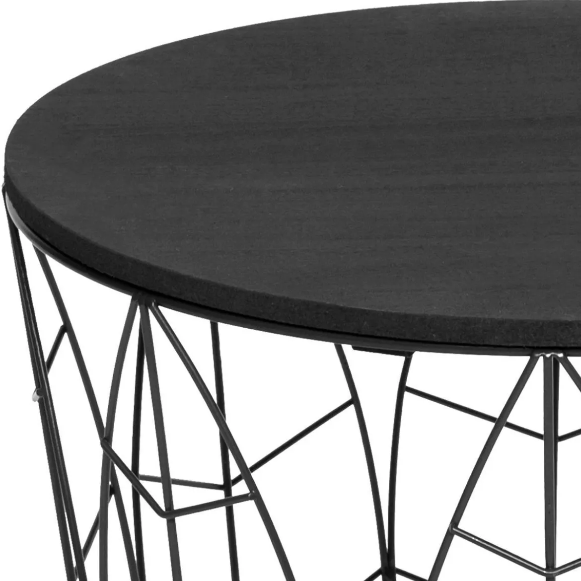 TABLE CAFE METAL FEUILLE KUMI NOIR