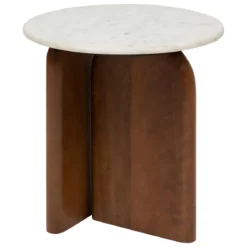 TABLE CAFE NANDA MANGUIER MARBRE BLANC D.51CM