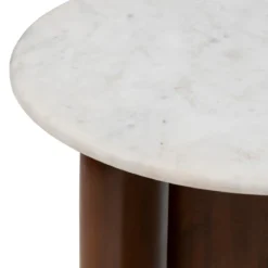 TABLE CAFE NANDA MANGUIER MARBRE BLANC D.51CM